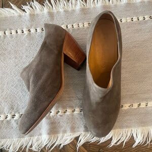 DIeppa Restrepo Suede Taupe Block Heel Mules